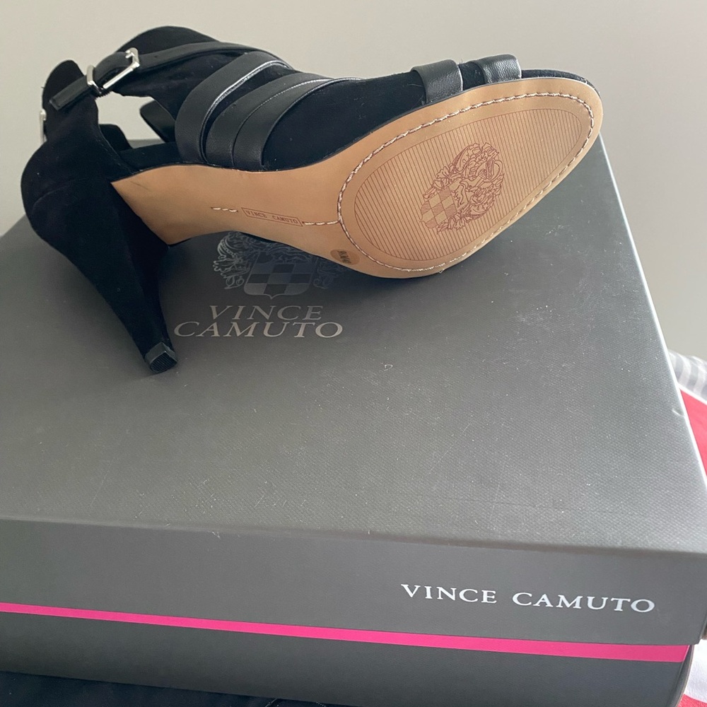 Vince Camuto Black Strappy Heeled Boots SIZE 9/5 - Picture 4 of 5